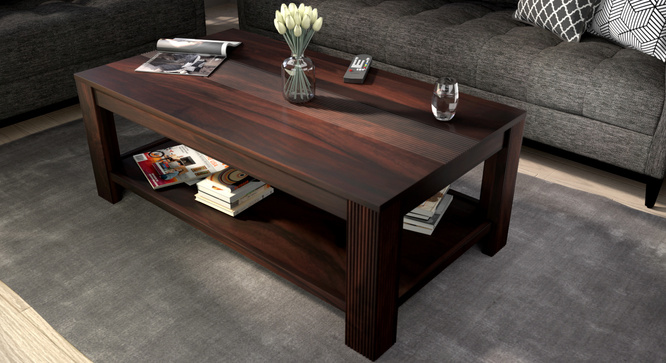 Stripto Coffee Table With Shelves(Mahogany)